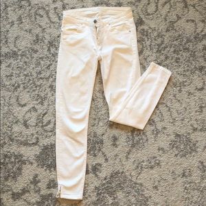 White Zara Ankle-length Stretch Jeans